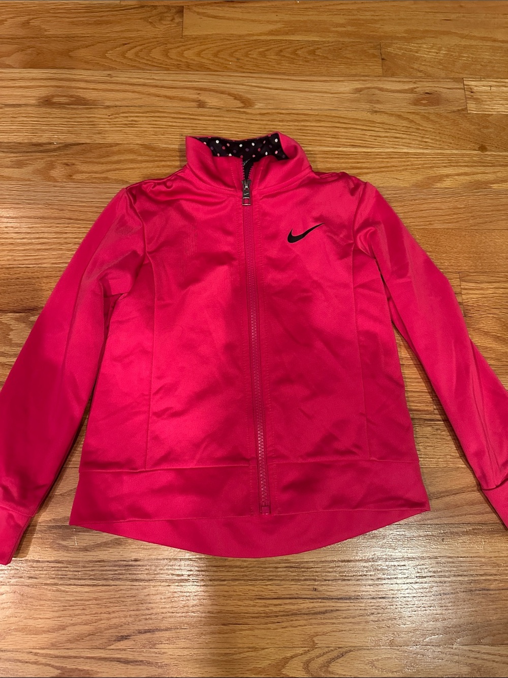 Nike Girls' Hot Pink Full-Zip Athletic Jacket with Black Swoosh Size 6